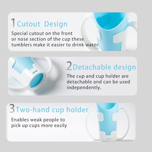 JFGLORIX Nosey Cups with Holder 8.7oz,Elderly Care Cups for Physical Therapy Recovery and Rehabilitation - Image 3