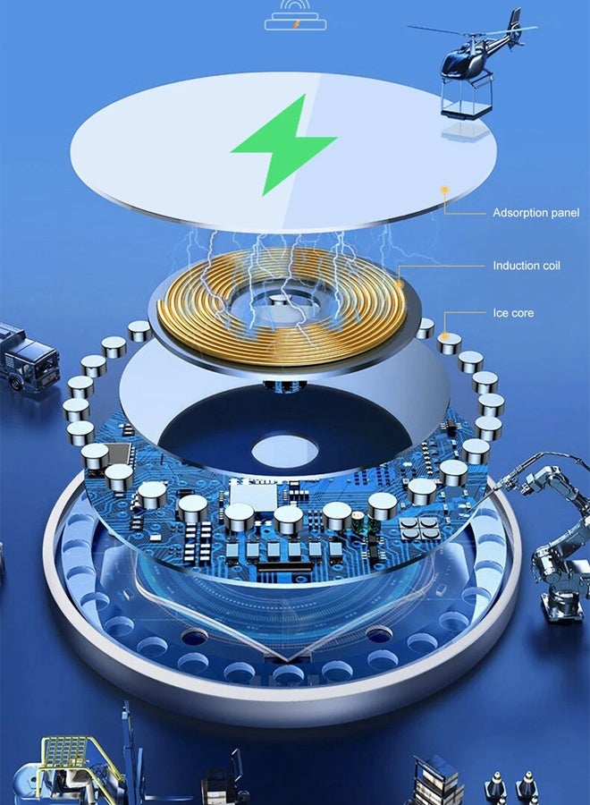 شاحن لاسلكي مغناطيسي، لوحة شحن سريع متوافقة مع MagSafe لأجهزة iPhone من سلسلة 17/16/15/14/13/12، بقوة قصوى 15 واط، مغناطيس قوي، منفذان USB-A و USB-C - لأجهزة AirPods و MagSafe Case (أسود) - Image 3