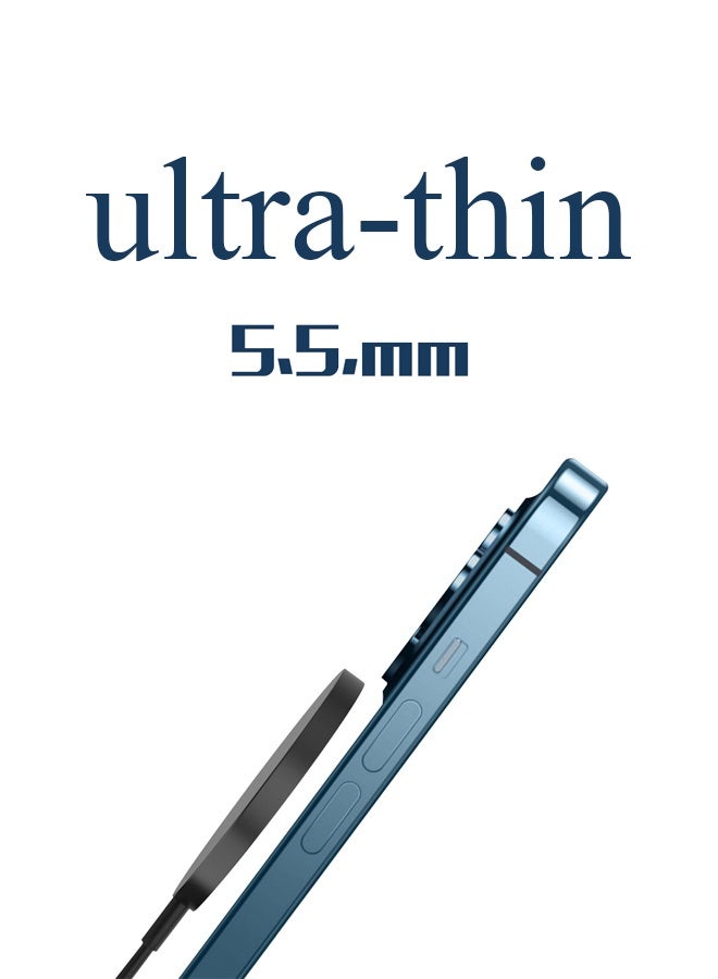 شاحن لاسلكي مغناطيسي، لوحة شحن سريع متوافقة مع MagSafe لأجهزة iPhone من سلسلة 17/16/15/14/13/12، بقوة قصوى 15 واط، مغناطيس قوي، منفذان USB-A و USB-C - لأجهزة AirPods و MagSafe Case (أسود) - Image 4