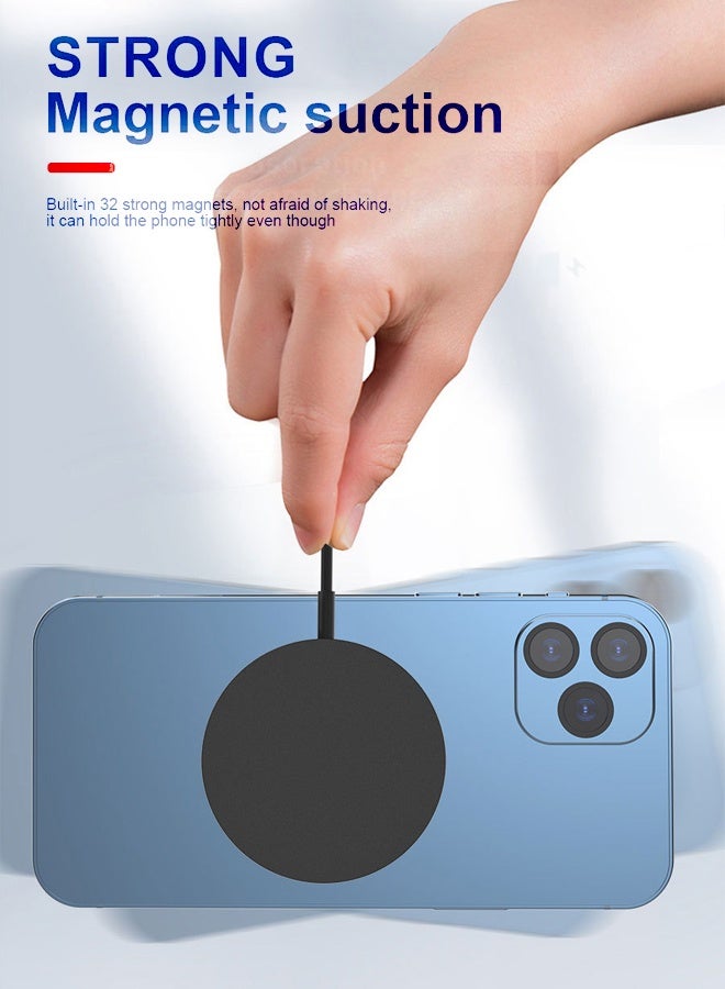 شاحن لاسلكي مغناطيسي، لوحة شحن سريع متوافقة مع MagSafe لأجهزة iPhone من سلسلة 17/16/15/14/13/12، بقوة قصوى 15 واط، مغناطيس قوي، منفذان USB-A و USB-C - لأجهزة AirPods و MagSafe Case (أسود) - Image 2