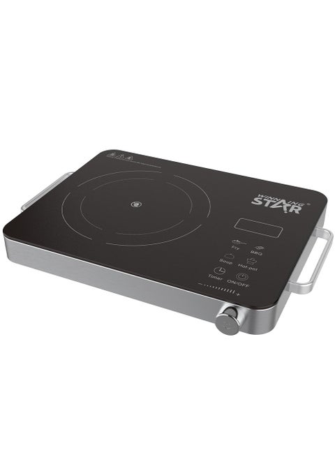 Portable Infrared Burner 2000W Electric Burner with 3 Hours Timer-Electric Hot Plate Touch Control Panel Adjustable Heating Power Glass Plate Electric Cooktop for Cooking