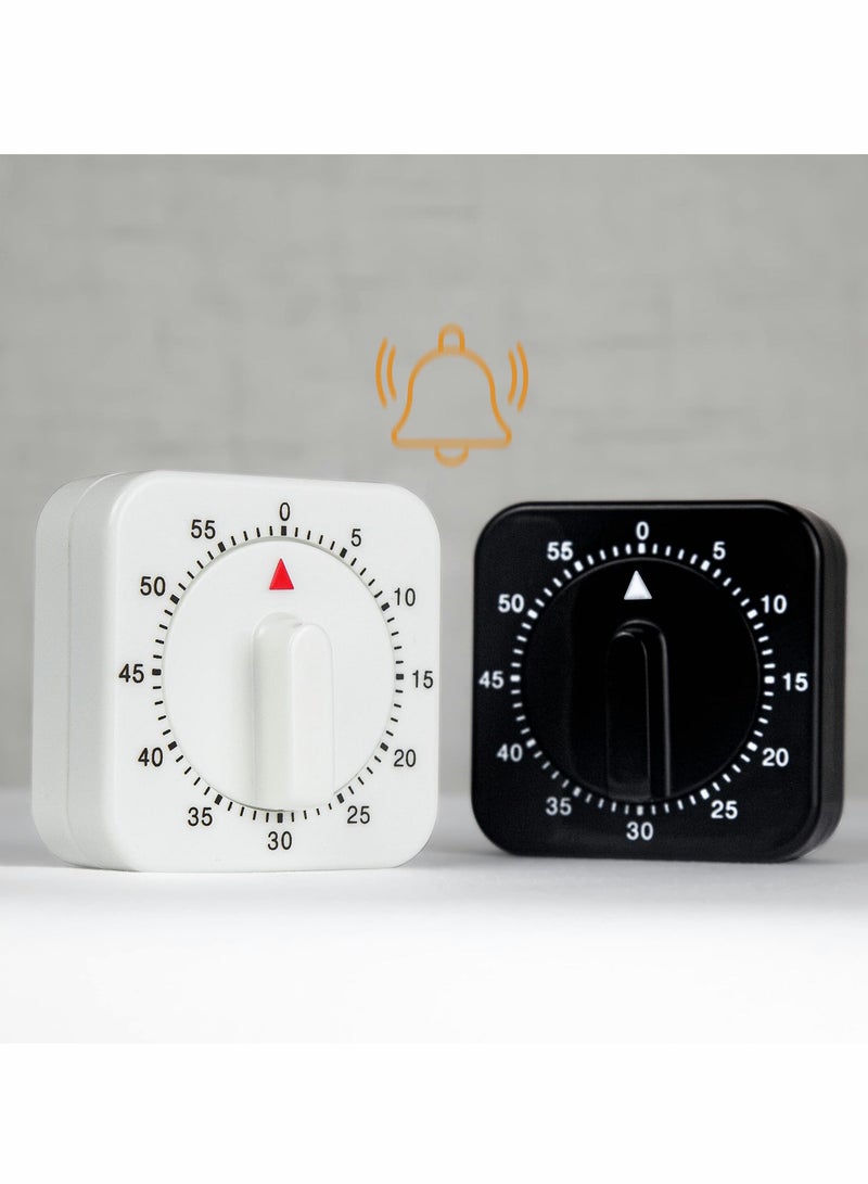 60 Minute Kitchen Timer, 2 Pcs 1 Hour Square Mechanical Kitchen Timer - Image 1