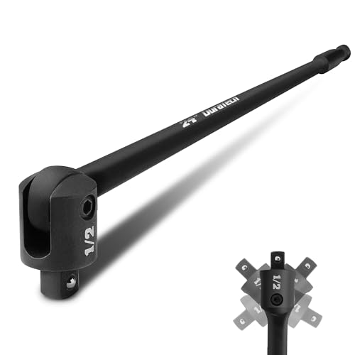 DURATECH دوراتيك بريكر بار، 1/2'' درايف 24-إنش بريكر بارز هافي ديوتي، مع رأس قابل للانحناء 240°، كرة تثبيت بزنبركية، رأس CR-MO، تشطيب فوسفات أسود بريميوم - Image 1