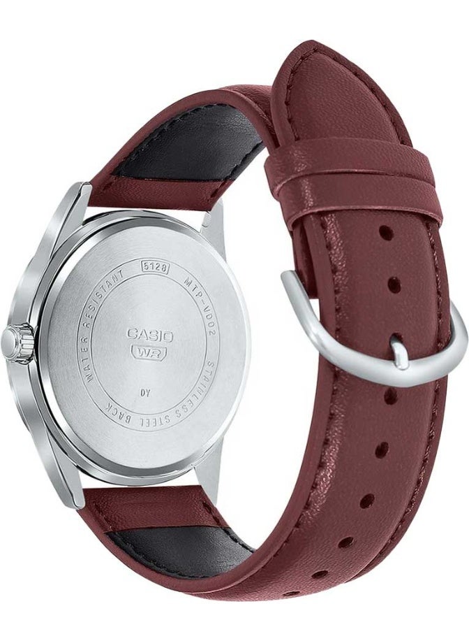 CASIO ساعة يد دائرية الشكل بحزام جلدي MTP-VD02L-7EUDF - 41 مم - بيضاء - Image 4