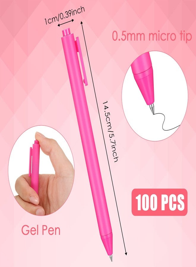 Geyoga 100 Pcs Pink Pens Black Ink Bulk Hot Pink Pens Retractable Ballpoint Gel Ink Fine Point 0.5mm Comfortable Smooth Writing Cute Stylish for Office School - Image 2