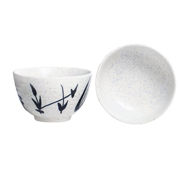 Caffeine Caffeine Ceramic Handmade white Bamboo Dessert bowl- (Set of 8) - Image 2