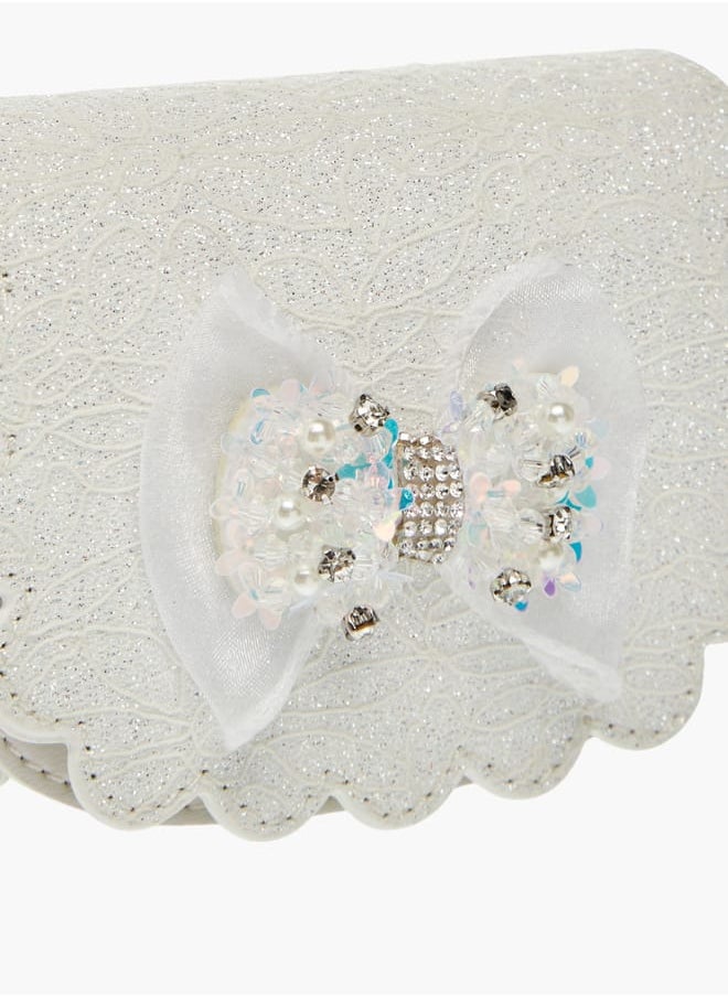 Little Missy - Girls Bow Accent Crossbody Bag with Chain Strap and Button Closure - Image 1