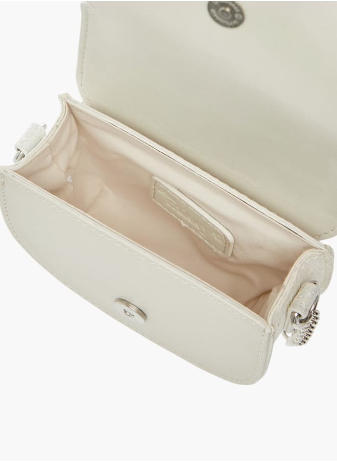 Little Missy - Girls Bow Accent Crossbody Bag with Chain Strap and Button Closure - Image 1