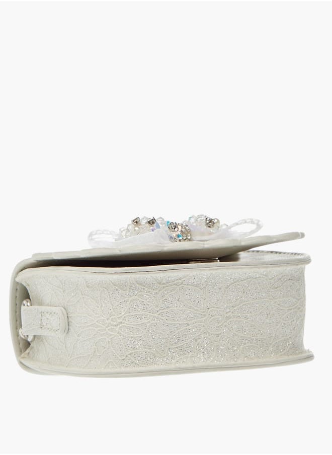 Little Missy - Girls Bow Accent Crossbody Bag with Chain Strap and Button Closure - Image 1