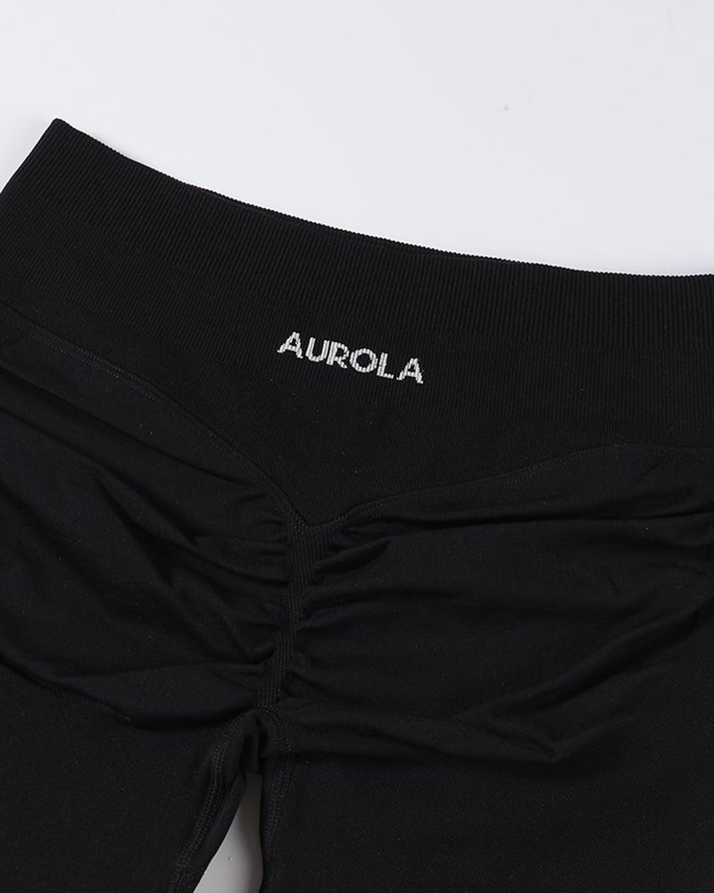 AUROLA Influence Collection Workout Shorts for Women,No Roll Up New Scrunch SeamlessGym Short-5.5" Inseam, Black, L - Image 2