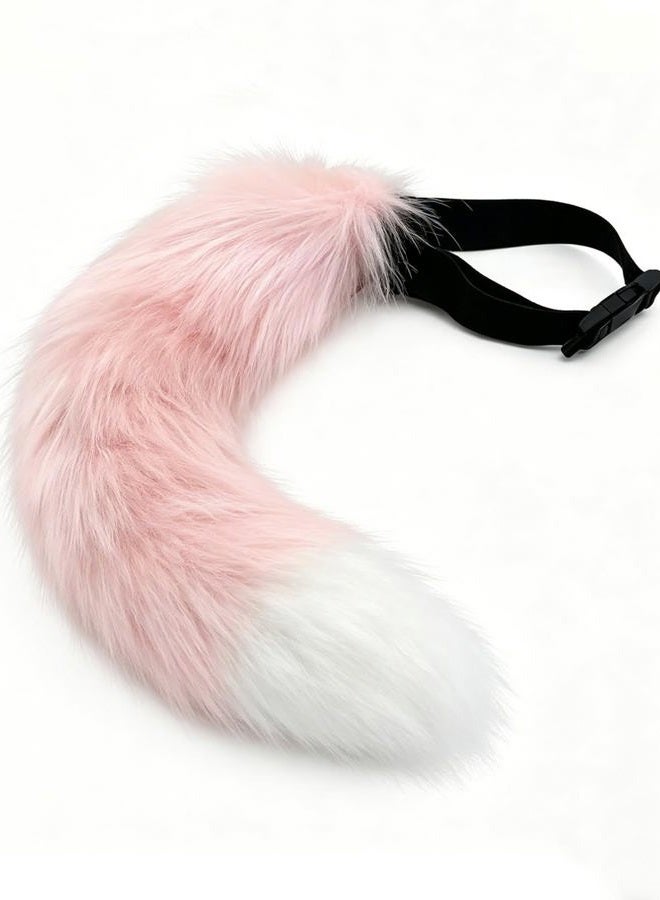 Moyubath Cat Wolf Fox Faux Fur Furry Tail for Cosplay Halloween Fancy Party Costume Accessories, Pink, 19.68 inch - Image 2