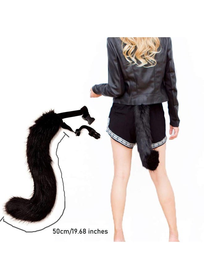 Moyubath Cat Wolf Fox Faux Fur Furry Tail for Cosplay Halloween Fancy Party Costume Accessories, Pink, 19.68 inch - Image 4