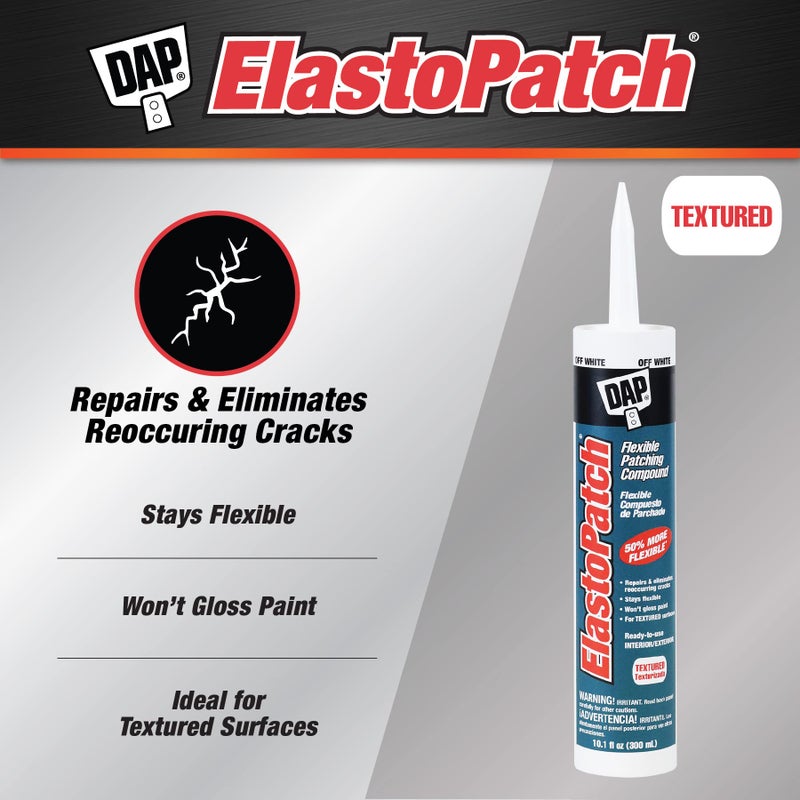 DAP 12286 Elastopatch Textured 02 10.1Oz Raw Building Material, 10.1 oz, Off-White, 10 Ounce - Image 2
