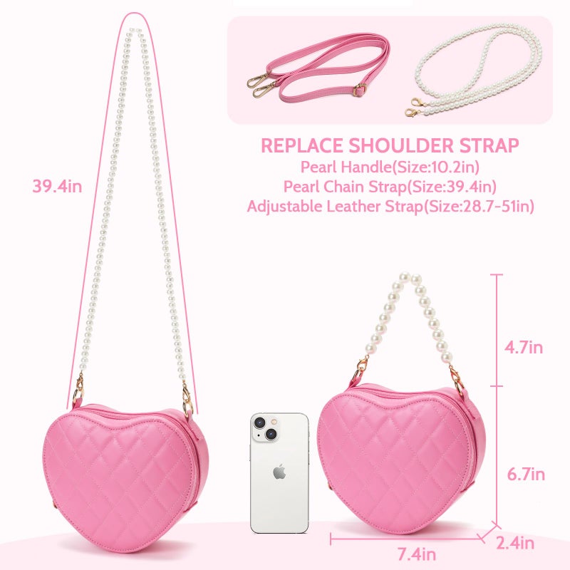 Qiuhome Kids Heart Purse Toddler Girls Crossbody Bag for Little Girls - Image 3