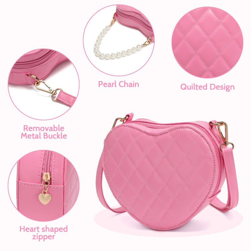 Qiuhome Kids Heart Purse Toddler Girls Crossbody Bag for Little Girls - Image 5