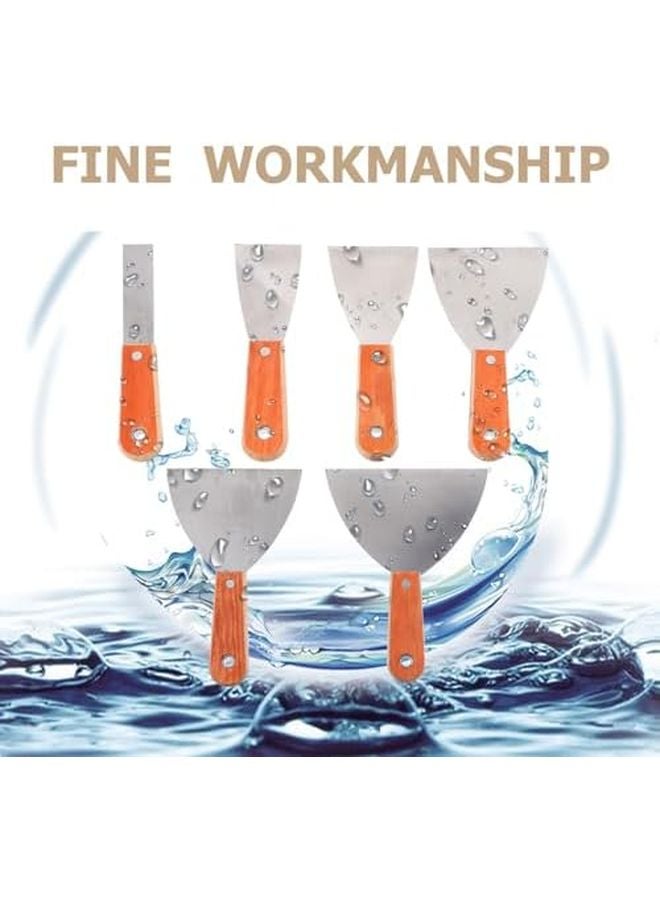 6 Pcs Steel Scraper Tool Flexible Polished Blades for Wall Paint and Putty Removal - Image 3