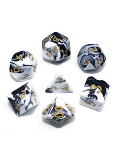 Dnd Dice Set Black & White Marble Rpg Polyhedral Dice Fit Dungeons And Dragons(D&D) Pathfinder Mtg Tabletop Role Playing Game 7Die Dice Set
