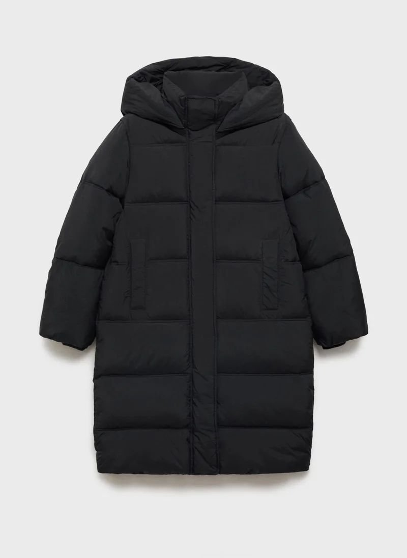 MANGO Hood Quilted Coat