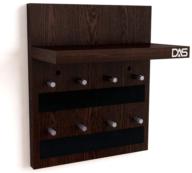 DAS Wall Mounted Home Décor Key Chain Holder/Organizer Key Hooks with Wall Shelf Display Rack Ideal for Home and Office Walls Wenge (8 Knobs)- Larose - Image 4