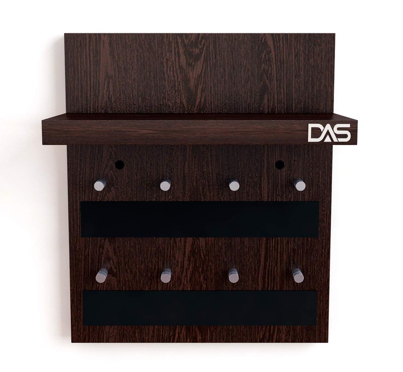 DAS Wall Mounted Home Décor Key Chain Holder/Organizer Key Hooks with Wall Shelf Display Rack Ideal for Home and Office Walls Wenge (8 Knobs)- Larose - Image 3