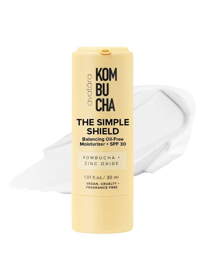 Avatara Kombucha The Simple Shield Face Sunscreen - Oil Free Face Moisturizer SPF 30, Invisible, 100% Mineral Sunscreen with Ceramides and Skin-Balancing Kombucha in a travel size bottle, 1.01 fl. - Image 1