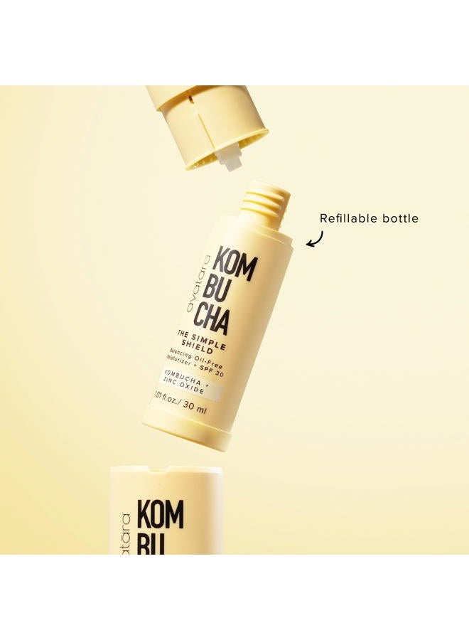 Avatara Kombucha The Simple Shield Face Sunscreen - Oil Free Face Moisturizer SPF 30, Invisible, 100% Mineral Sunscreen with Ceramides and Skin-Balancing Kombucha in a travel size bottle, 1.01 fl. - Image 5