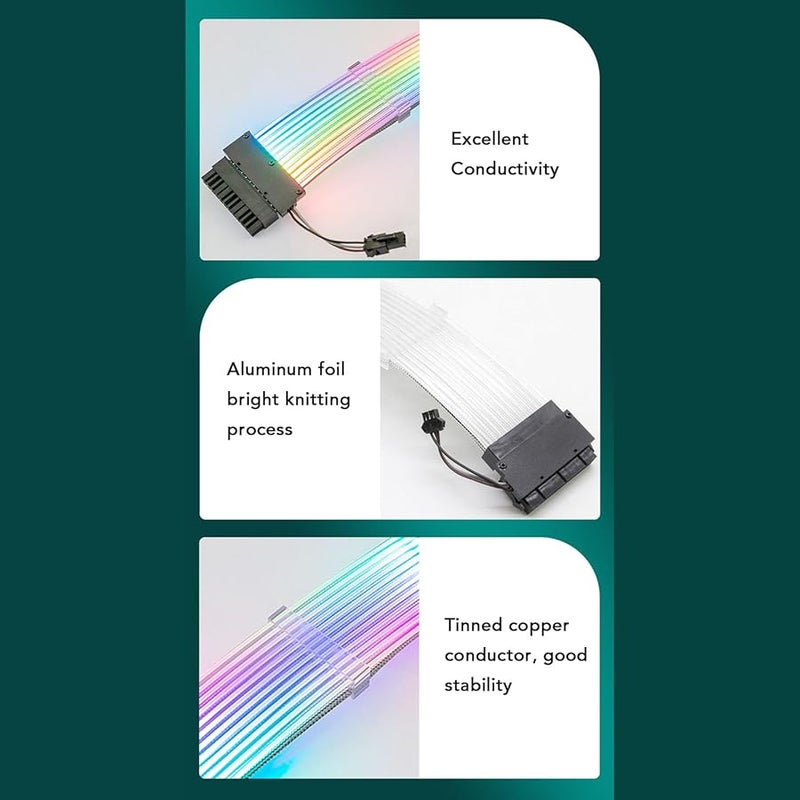 ARGB Extension Sleeved Cable 24PIN 41 Copper Wires Synchronized Lighting Plug Play - Image 5