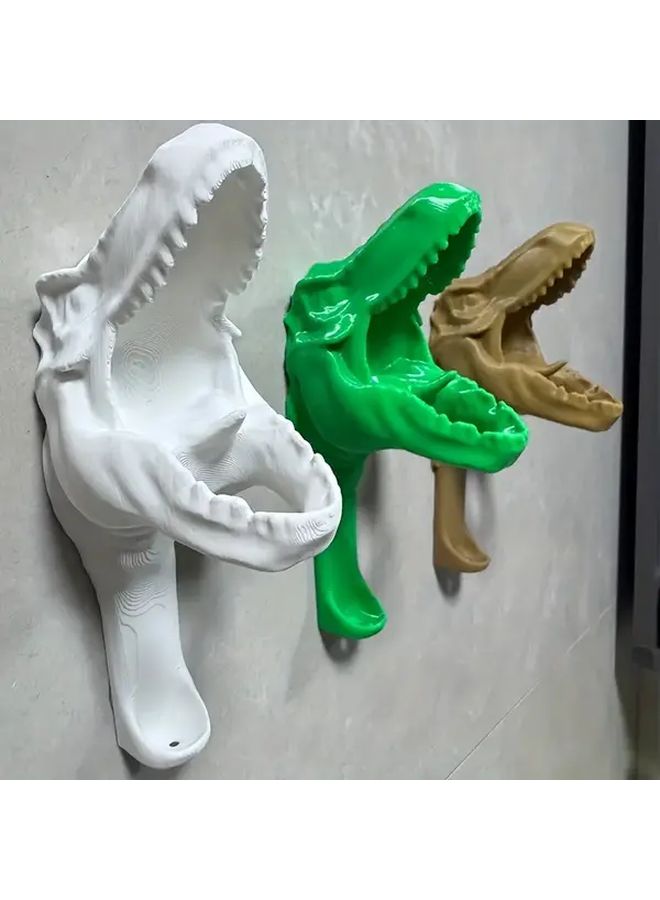 Dinosaur Toothbrush Holder Wall Mounted Ice Cream Color Adhesive Or Screw Mount Bathroom Organizer - Image 1