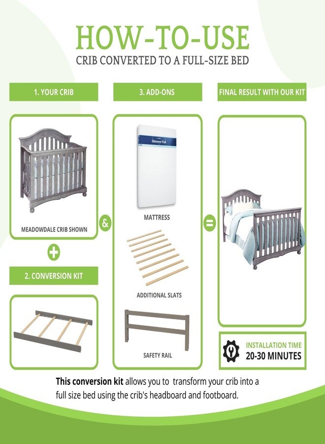 CC KITS Full-Size Conversion Kit Bed Rails for Westwood Design Convertible Cribs - Solid Wood Rail - Toddler and Adult Bed Rail for Full-Size Beds - Essential Nursery and Baby Furniture (Cloud, Option 2) - Image 5
