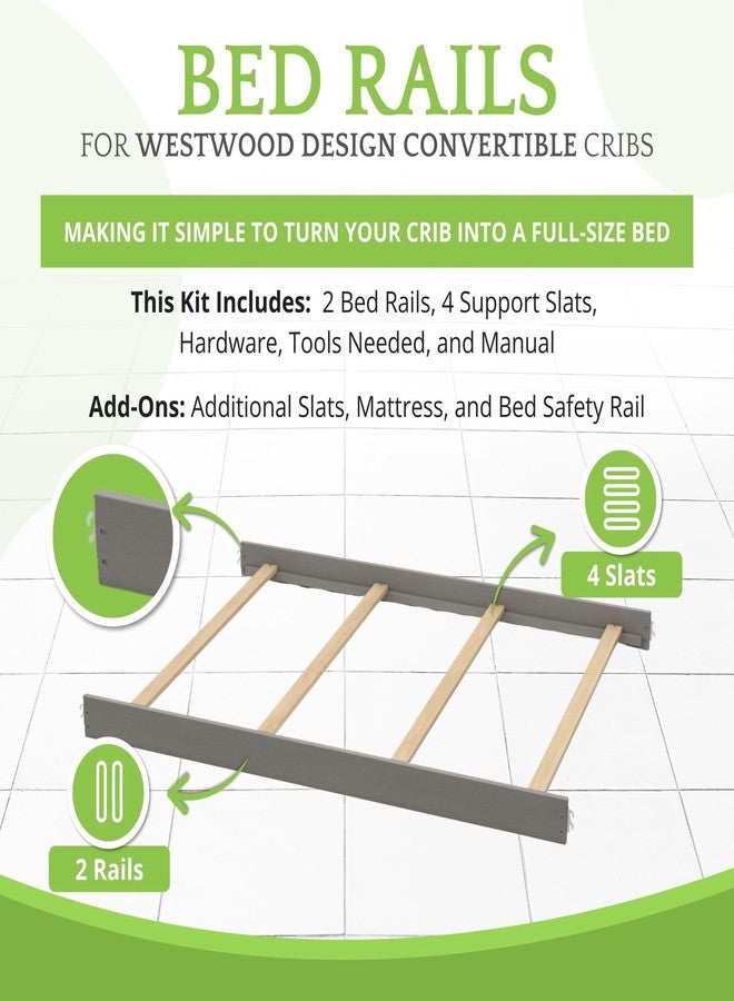 CC KITS Full-Size Conversion Kit Bed Rails for Westwood Design Convertible Cribs - Solid Wood Rail - Toddler and Adult Bed Rail for Full-Size Beds - Essential Nursery and Baby Furniture (Cloud, Option 2) - Image 3