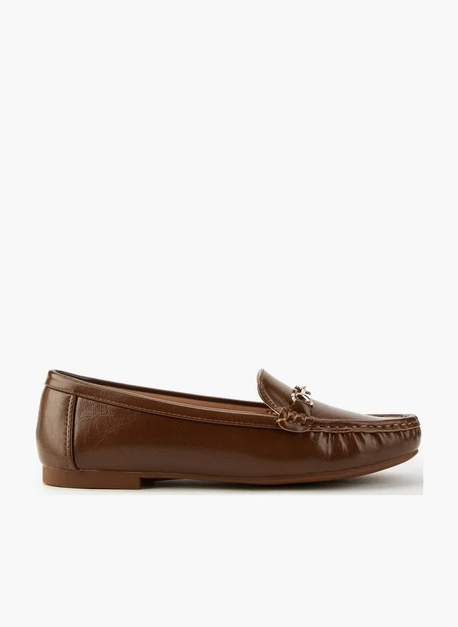Solid Slip-On Loafers with Metallic Accent