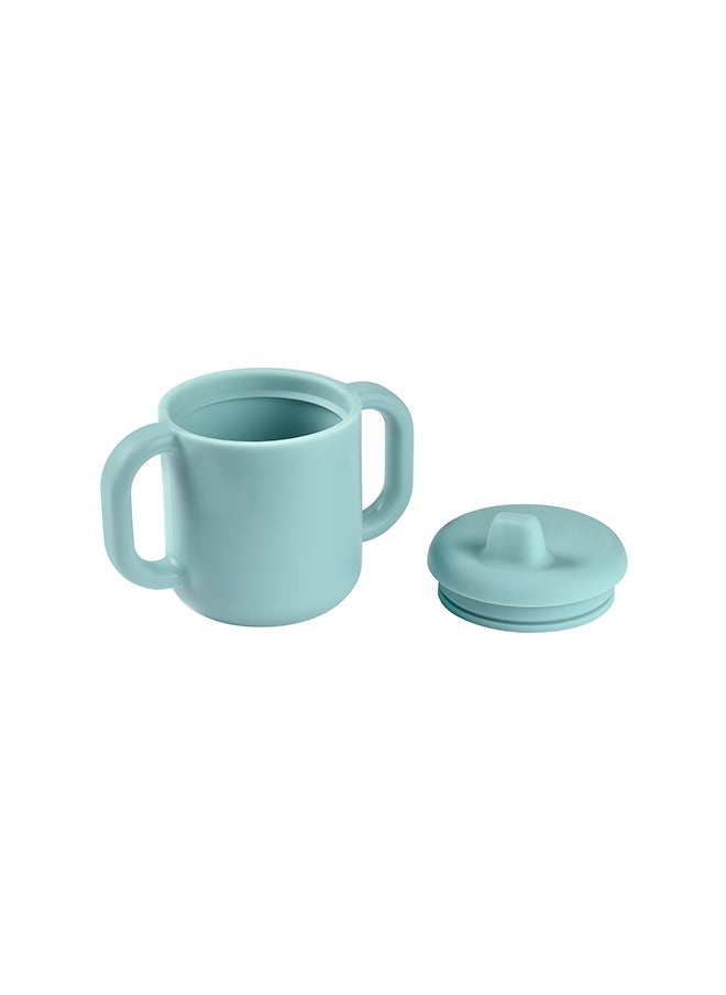 BEABA - Baby Training Cup, Bottle/Cup Function, 100% Silicone, Large Handles, Easy To Hold, Ergonomic, Soft Spout, Blue,913524 - Image 1