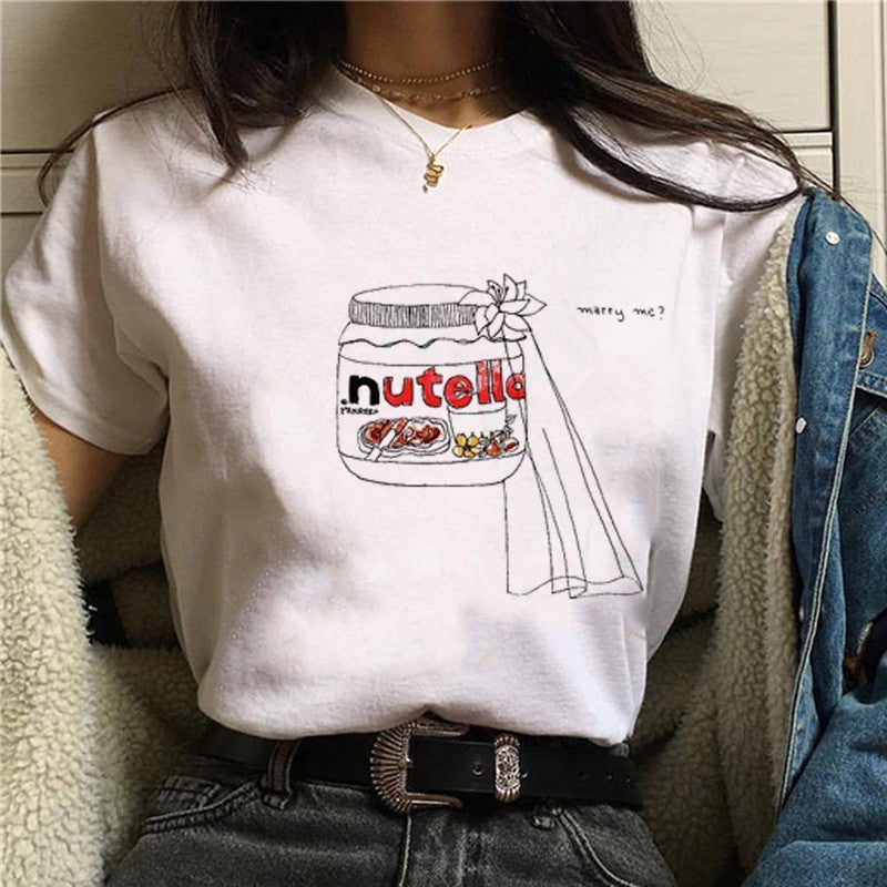 [Same day] cross-border T-shirt women's short sleeve printed T-shirt Cartoon Source women's clothing - Image 1