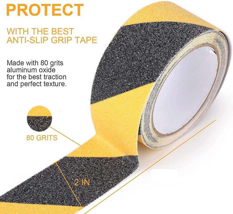 Dotpot Anti-Skid Tape for Stairs Grip Tape for Outdoor/Indoor Stairs Steps Floor Ramps Heavy Duty Adhesive Non Slip Tape | Safety Anti Slip Tape | Black-Yellow, 10Mx50MM - Image 2