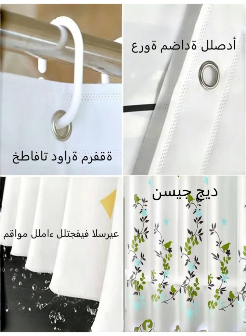 ستارة دش مقاومة للماء مقاس 180 × 200 سم، ستارة دش للزاوية، ستارة دش بنمط عصري، ستارة دش من مادة PEVA، مع حشية معدنية مقاومة للصدأ وحلقة تعليق بلاستيكية - Image 4