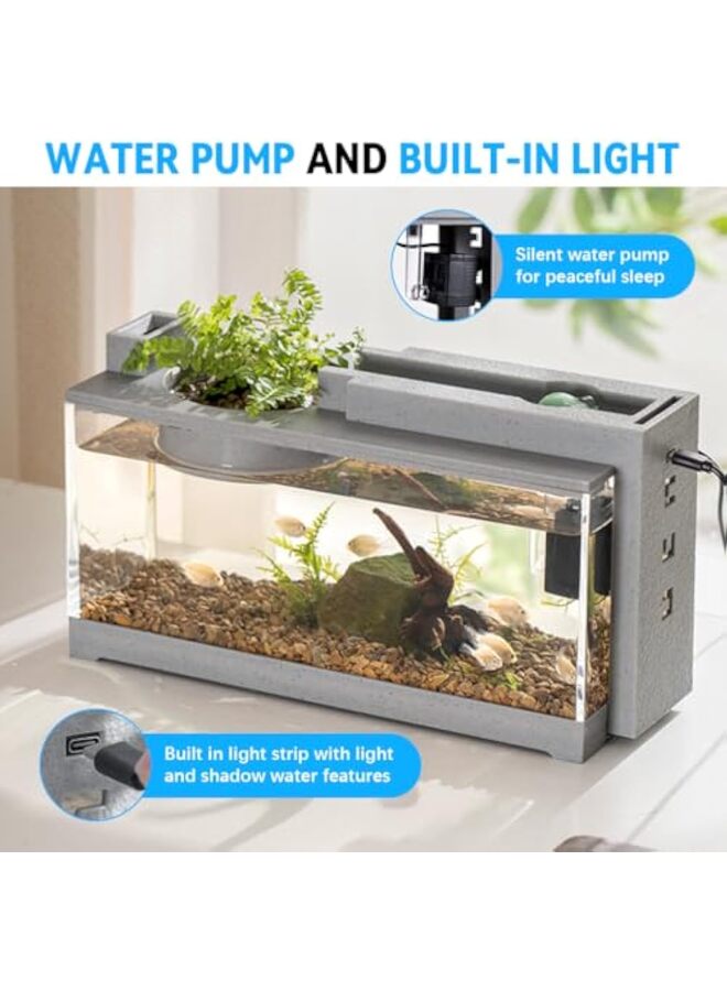 يُسلِّم حوض أسماك صغير للأسماك الاستوائية، مزود بمضخة هواء، ووعاء للزراعة المائية، مناسب لتزيين المنزل أو المكتب، 31.5 × 13 × 16.5 سم - Image 4