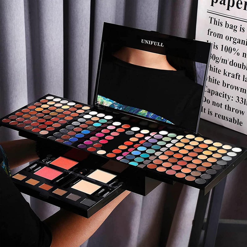 UNIFULL 190 Colors Makeup Pallet,Professional Makeup Kit for Women Full Kit,All in One Makeup Sets for Women&Beginner,include Eyeshadow,Lipstick,Compact Powder,Eyeliner,Concealer(004-Black) - Image 3