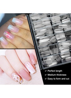 AORAEM AORAEM Square Nail Tips 600 PCS Artificial Full Cover Nail Tips Soft Clear Nail Tips 12 Sizes Acrylic Medium Square Press on Nails Tapered Square False Nails with Box for Home DIY Nail Salon  - Image 5