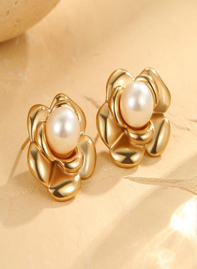 AMAAL Flower earrings set for women stylish earinging western Stylish Chunky Golden Dainty Small Huggie Hoop Earrings | Aesthetic Hoops Bali Studs | Korean Fashion Jewellery for Women Girls 183 - Image 4