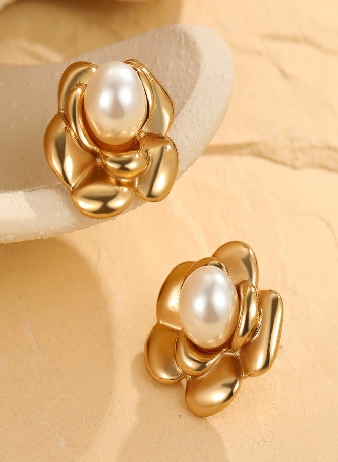 AMAAL Flower earrings set for women stylish earinging western Stylish Chunky Golden Dainty Small Huggie Hoop Earrings | Aesthetic Hoops Bali Studs | Korean Fashion Jewellery for Women Girls 183 - Image 5
