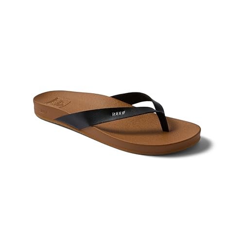 Reef Cushion Court Womens Flip Flop, Molded Cushion Footbed, Arch Support, Black/Natural, 7 - Image 2