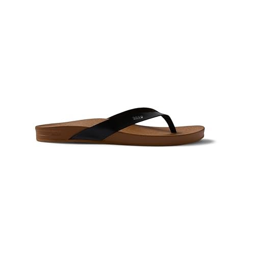 Reef Cushion Court Womens Flip Flop, Molded Cushion Footbed, Arch Support, Black/Natural, 7 - Image 4