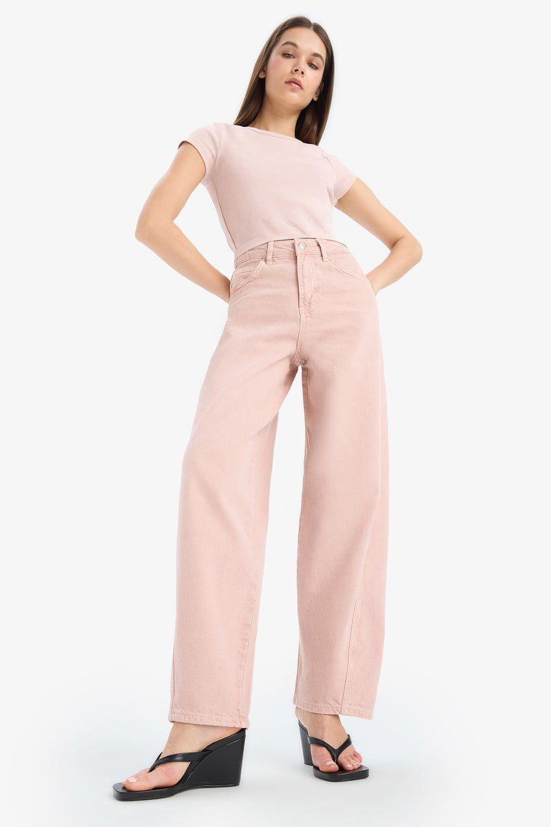 DeFacto Woman Baggy Fit Washed Normal Waist Gabardine Trousers  - Image 2