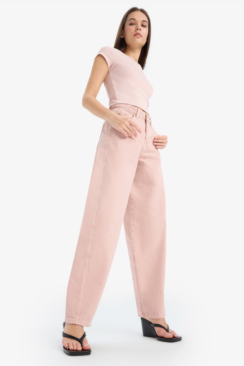 DeFacto Woman Baggy Fit Washed Normal Waist Gabardine Trousers  - Image 1