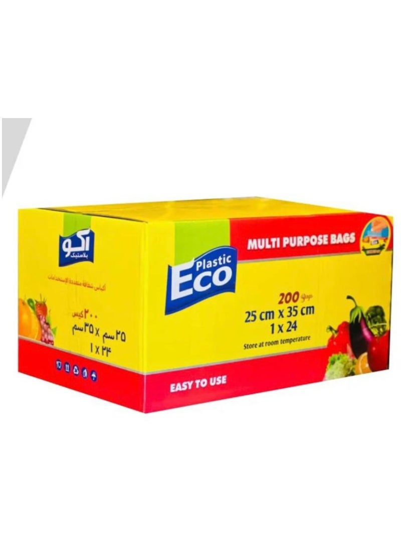 ECO Plastic Carton Of 24 Boxes Of freezer Bags 25x35cm (200 Pieces In Each Box)  - Image 1