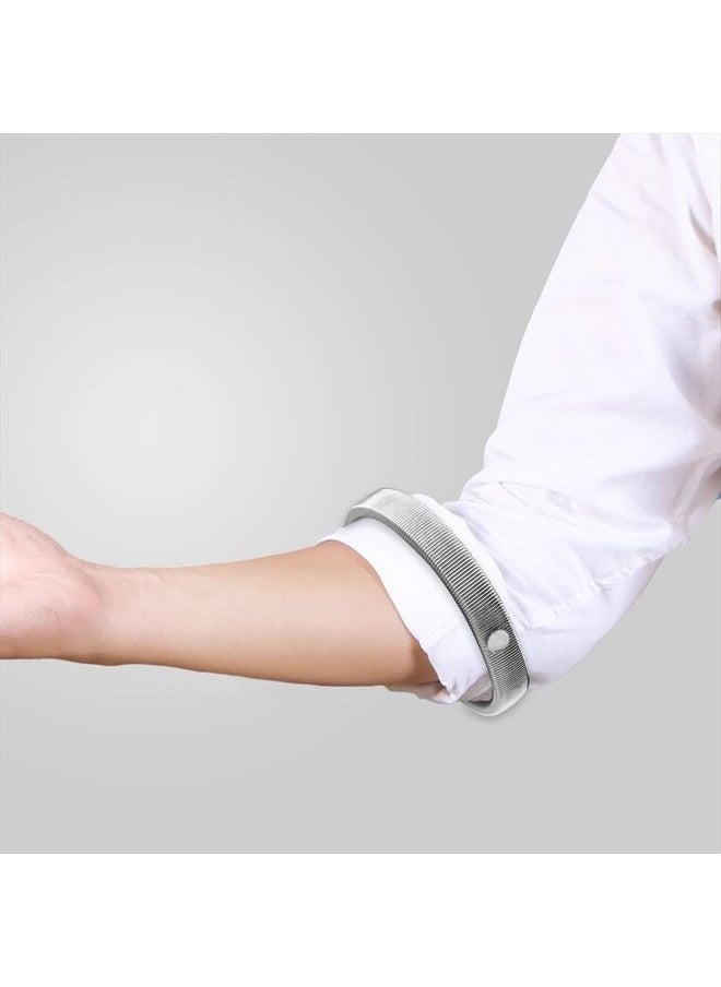 Coolrunner - 6 Pieces Anti-Slip Elastic Shirt Sleeve Holders Metal Armbands for Band Stretch Garters Elastic Bracelet Shirt Sleeve Holders for Men Women Silver - Image 1