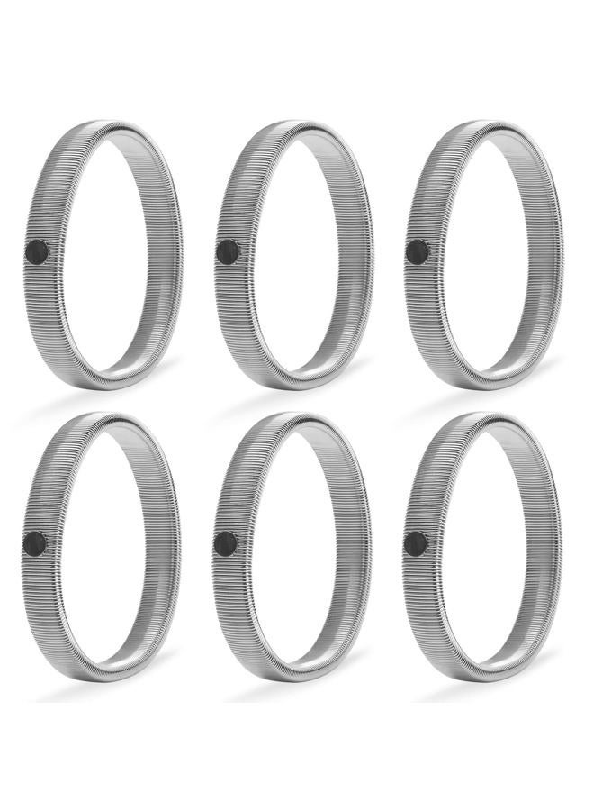 Coolrunner 6 Pieces Anti-Slip Elastic Shirt Sleeve Holders Metal Armbands for Band Stretch Garters Elastic Bracelet Shirt Sleeve Holders for Men Women Silver, Silver, generic - Image 1