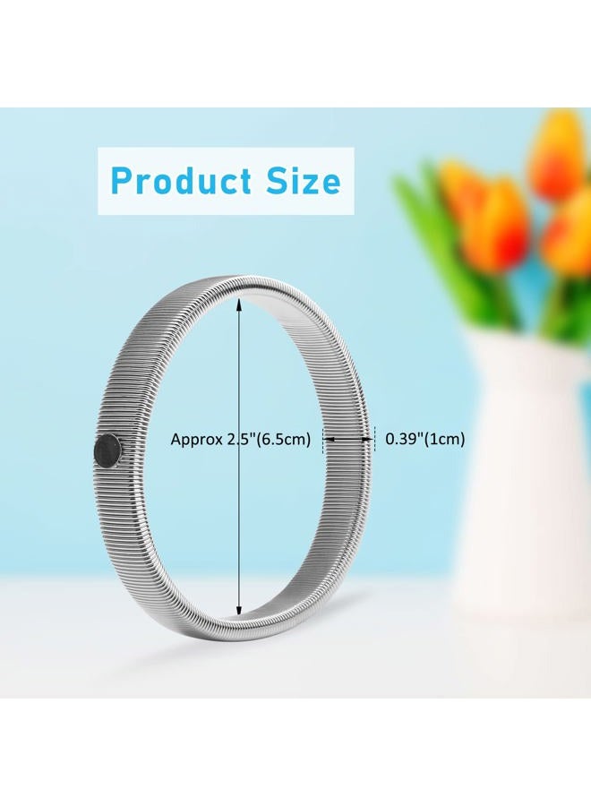 Coolrunner 6 Pieces Anti-Slip Elastic Shirt Sleeve Holders Metal Armbands for Band Stretch Garters Elastic Bracelet Shirt Sleeve Holders for Men Women Silver, Silver, generic - Image 2