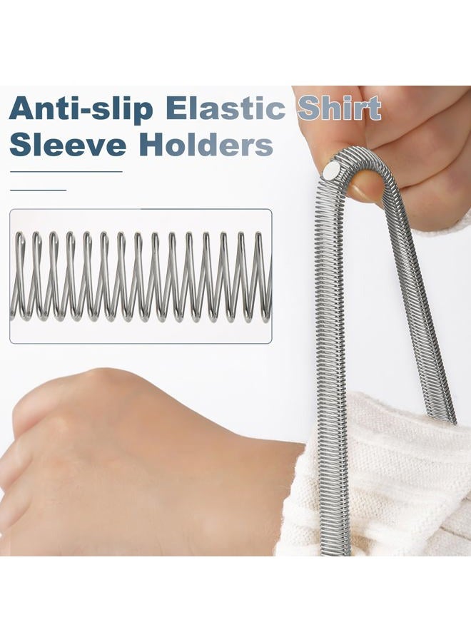 Coolrunner 6 Pieces Anti-Slip Elastic Shirt Sleeve Holders Metal Armbands for Band Stretch Garters Elastic Bracelet Shirt Sleeve Holders for Men Women Silver, Silver, generic - Image 3