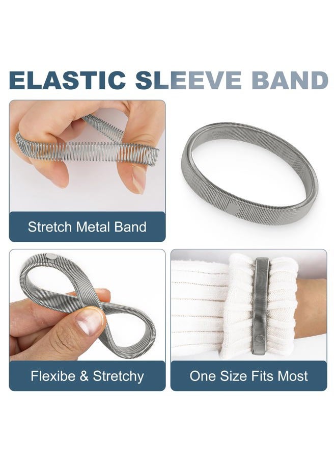 Coolrunner 6 Pieces Anti-Slip Elastic Shirt Sleeve Holders Metal Armbands for Band Stretch Garters Elastic Bracelet Shirt Sleeve Holders for Men Women Silver, Silver, generic - Image 4